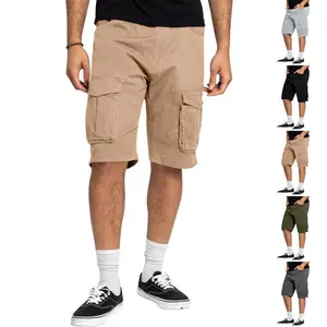 Men's 2026 Microelastic Solid Color Cargo Shorts, Casual Loose Fit, Above Knee, with Cargo Pockets, Outdoor Sports Shorts,summervibes