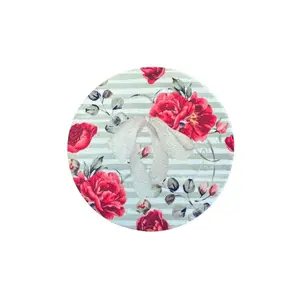 Floral Neoprene Coaster with Cork Bottom – Cute Rose Desk Coaster (4” Round)