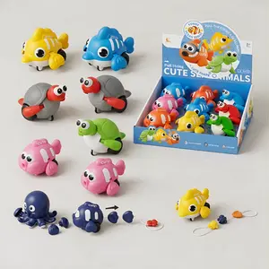 Pull String Sea Animal Toy Cars, Cute Cartoon Turtle/Fish Toy for Kids 3+