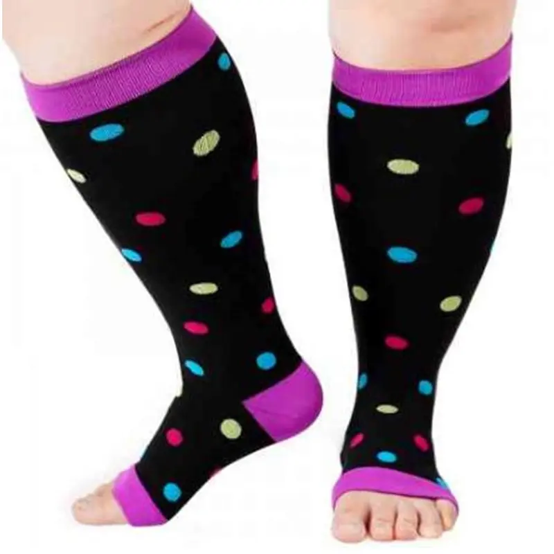 Black background colored polka dot expos