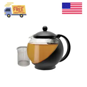 Half Moon Teapot with Removable Infuser, Dishwasher Safe, 40-Ounce, Black
