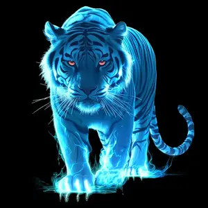 Creative Blue Flame Tiger Pattern Car Sticker, Waterproof & Durable Scratch Blocking Self Adhesive Truck Car Decal, Decal for Cars, Perfect for Car Motorcycle Body Personalized Cool Decorative Decals, Vehicle Exterior Decoration