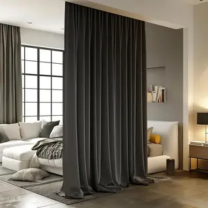 Room Divider Curtains for Ceiling Track Rod, Blackout Ceiling Track Curtains with Noise Reduction Privacy for Wall Ceiling Track, 4.3 ft Wide x 7 ft Tall, Black, 1 Panel