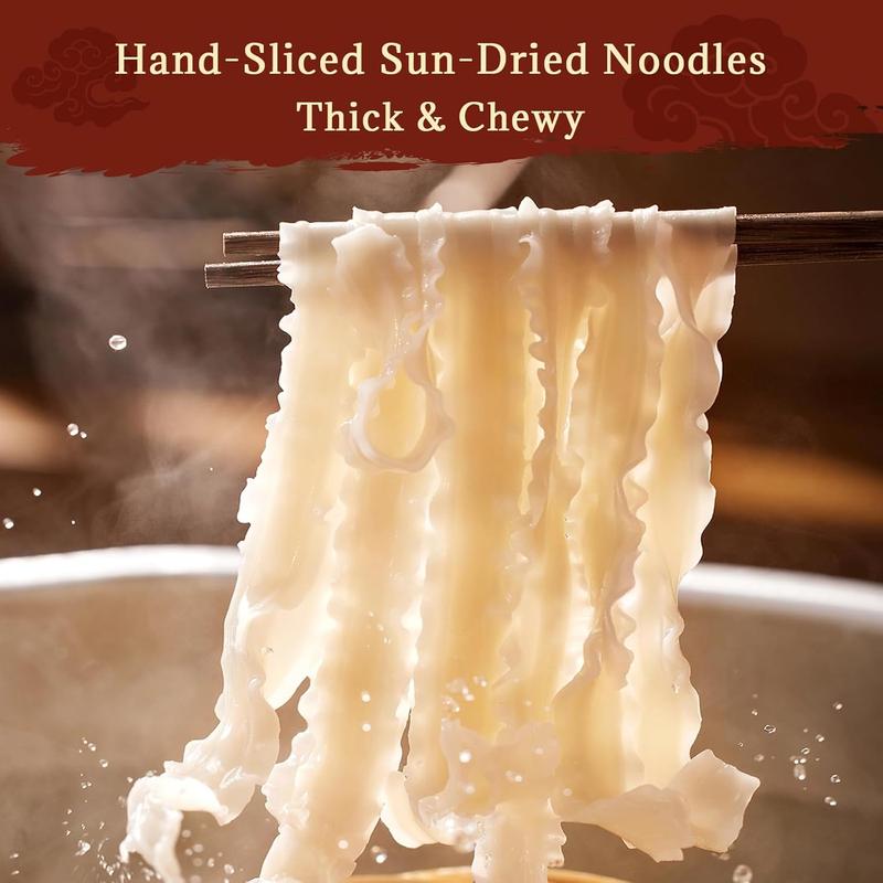 Noodology Chili Sesame Garlic Saucy Noodles Dishes, Taipei Mala Spicy Savory Nutty Chinese Flavor, Hand-Sliced Thick Noodles Ramen, Sun-Dried, Ready In Minutes, 4 Pack