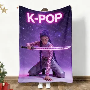 1pc K Pop Group Girls Style Print Flannel Blanket Kpop Throw Blankets for Sofa Bed Couch Cozy Fall Winter Home Decor Plush Flannel Blanket for Kpop Fans Gifts All Season Use Modern Contemporary Style