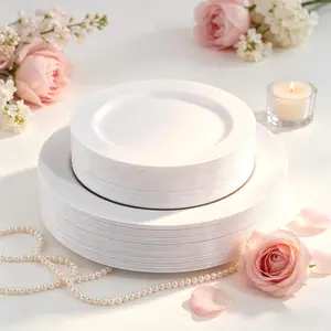 60 count White Plastic Plates - Heavy Duty White Disposable Plates for Mother's Day/Birthday Party/Wedding -serve for 30 guests Include 30 count 10.25" & 30 count 7.5" Plates for Party