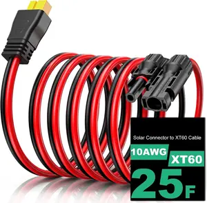 10AWG XT60 Solar Cable, Solar to XT60 10 20 25 30FT Extension for RV Power Station
