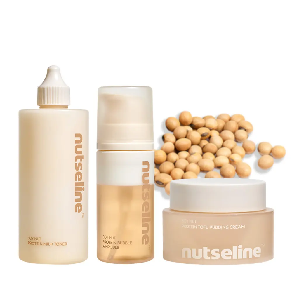 nutseline Soy Nut Firming Trio: Soy Nut Protein Hydrating Milk Toner + Soy Nut Bubble Ampoule Serum + Soy Nut Tofu Pudding Face Cream