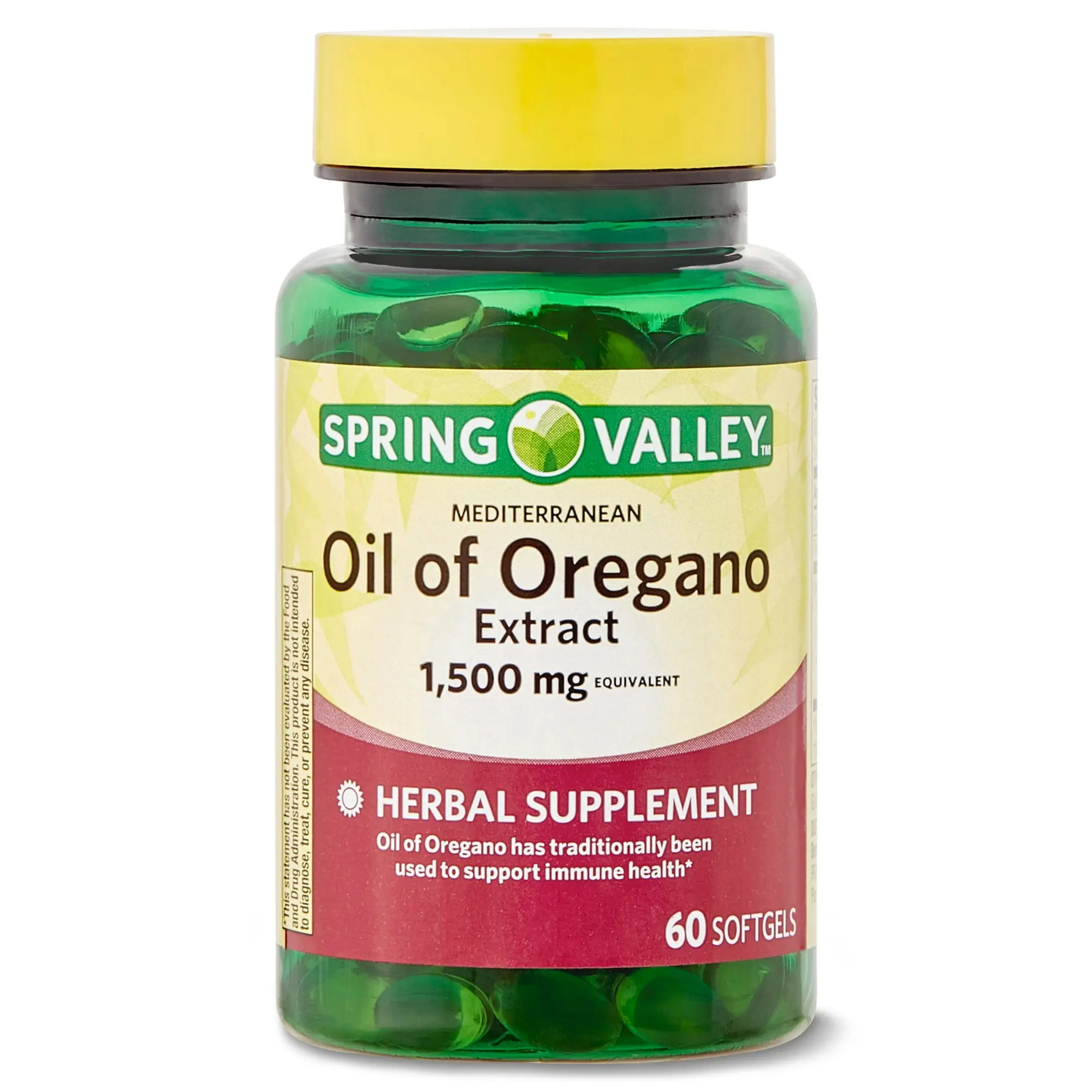 Spring Valley Mediterranean Oil of Oregano Extract Softgels - 1,500mg, 60 Count - Herbal Wellness Support for Natural Healing Healthcare Fitness