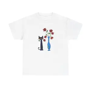 Pete the Cat Flower T-Shirt, Graphic Funny Cute Cat Tee, Full Colors, Full Sizes, For Men, For Women, gift for him gift for her