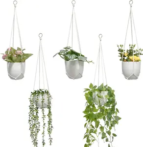 Macrame  Hanger 5 Pack  Planters for Indoor  for Window,Ceiling Crochet    Holder Planter  Baskets for Boho  Decor Set