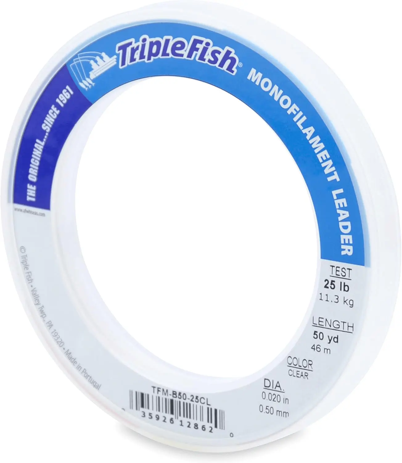 Triple Fish Mono Fishing Leader Line, 50 yd Spools, Strong Reliable Chafe-Resistant Fishing Equipment, Resists Chaffing & Stands Up to All Conditions for Angling Sports & Outdoor Recreation
