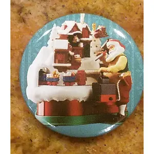 Hallmark 2018 Keepsake Ornament Premiere Santa's Magic Train Button Pin, 1.5"