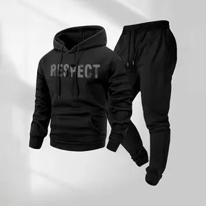 Men's Chicago Logo Hoodie & Drawstring Track Pants Set with Pockets Casual Athletic Long Sleeve Hooded Jacket Jogger Pants Fall Winter Street Style Sportswear Tracksuit for Indoor Outdoor Activities Everyday Wear