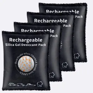 Rechargeable Moisture Absorber Pack, Reusable Car Dehumidifier, Microwave-Regenerated Silicone Dryer Bag with Color Change Indicator