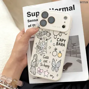 Abstract Calf Girl Phone Case for iPhone 17 Pro Max 17Air 17 16E 16 15 14 13 12, Ultra Skin-Friendly TPU, All-Inclusive Glass Lens Protection, Aesthetic Artistic Design Gift, Dopamine Ins Style Animal Cover, Shockproof Slim Case, Lens Window Design