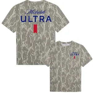Michelob Ultra Camo Graphic Tee Mossy Oak Bottomland Streetwear Stretch Fabric Shirt