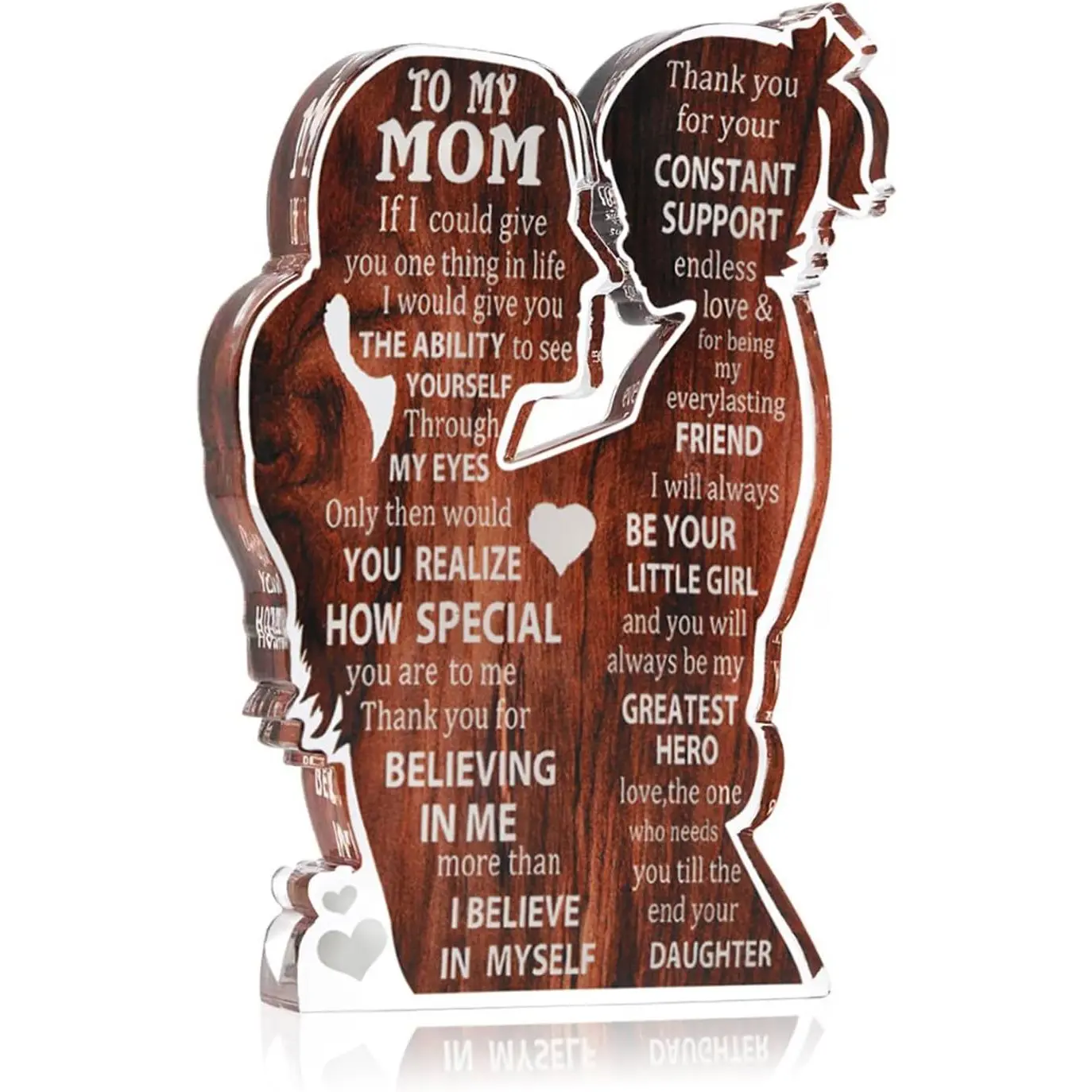 Mom Gifts from Daughter, To My Mom Acrylic Plaque Desk Sign, Heartfelt Mothers Day Gifts for Mom, Birthday Gift Ideas for Mother, Home Office Decor Ornament 5.5x4.5 Inch