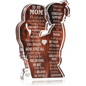 Mom Gifts from Daughter, To My Mom Acrylic Plaque Desk Sign, Heartfelt Mothers Day Gifts for Mom, Birthday Gift Ideas for Mother, Home Office Decor Ornament 5.5x4.5 Inch