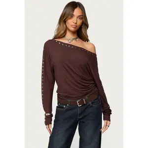 Paola Off Shoulder Stud Top