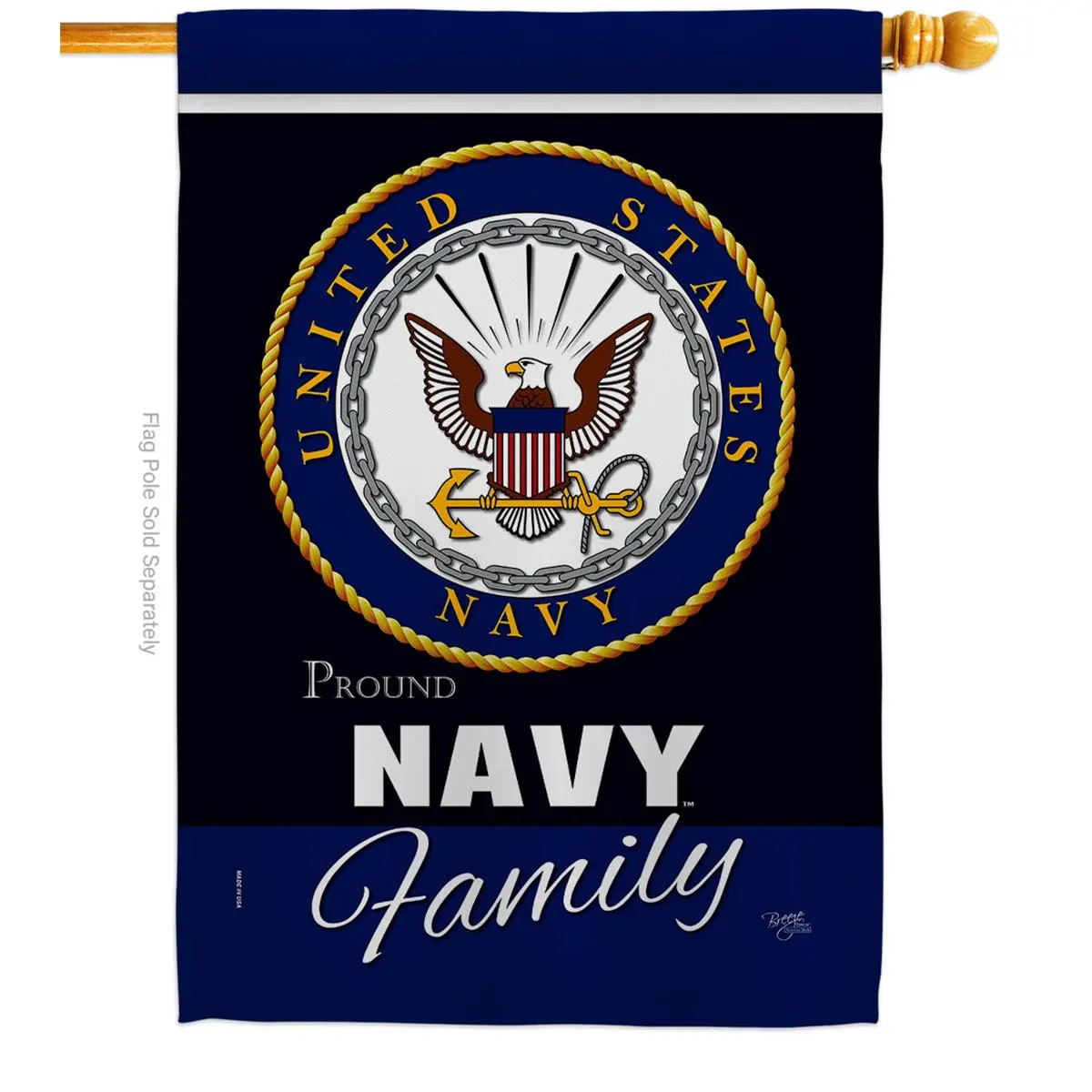212 MAIN 28x40 in. Navy Armed Forces Double-Sided House Flag, Double-Stitched Pro Guard Weather Resistant Vertical Garden Decor Banner, Outdoor Family Gift