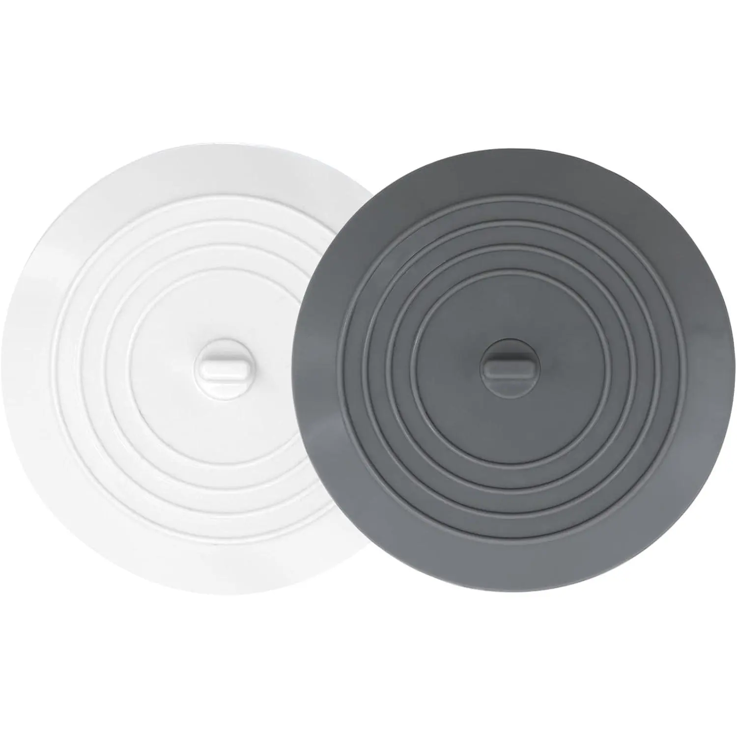 Bathtub Drain Stopper 2 Pack, 5 inches  Tub Stopper Shower Drain Cover, Bath Tub Plug Hair Stopper,Universal Flat Suction Renter Friendly Bath Accessories (White&Grey, 5 inch)