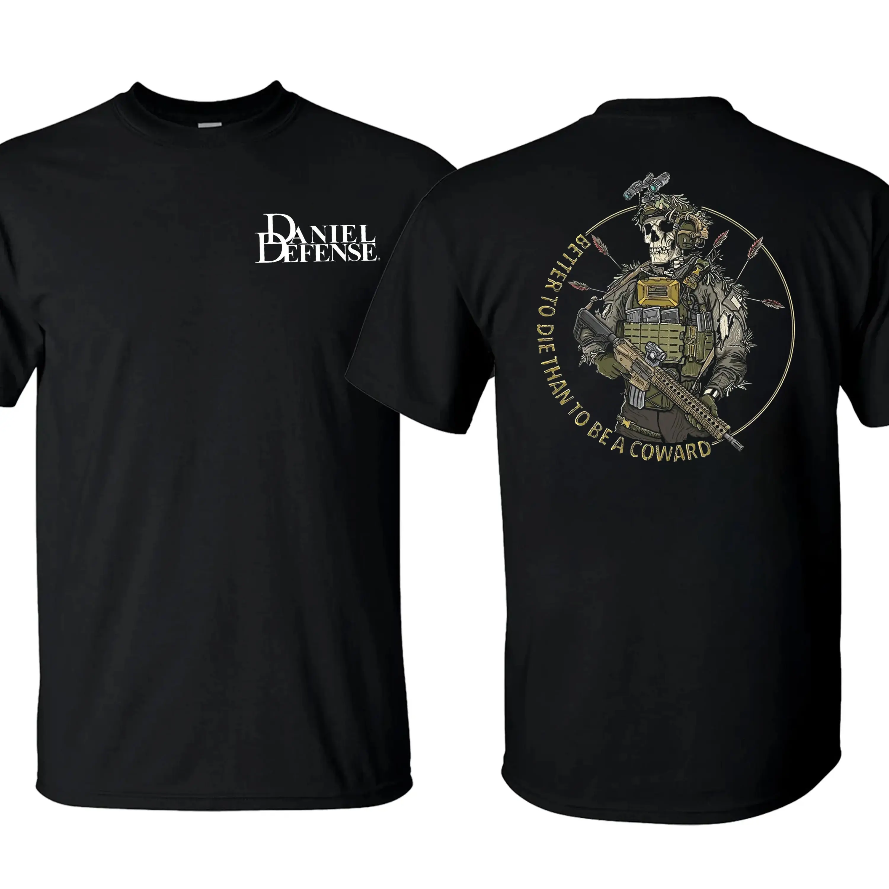 DOMINIAN Daniel Defense x Valiant T-Shirt/Hoodie, Patriot Military Gun Graphic Tee, Army Tactical Gear Tee, Made in USA