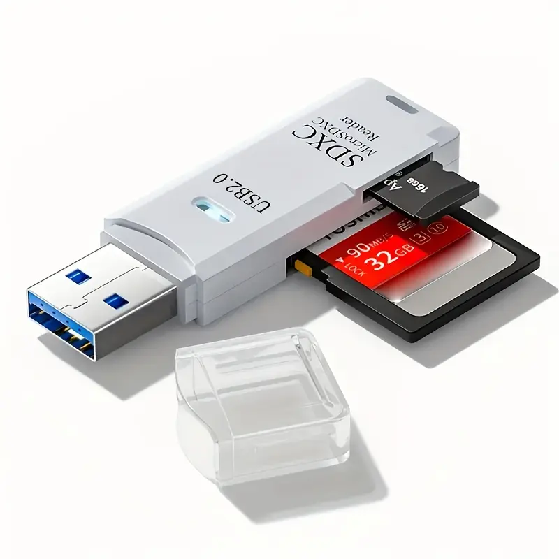 TF&SD 2in1 USB Card Reader for PC - Dual Slot Card Reader