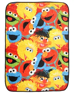 Sesame Street Blanket Elmo Cookie Monster Oscar The Grouch Ernie Big Bird Cute Plush Fuzzy Soft Throw Blanket