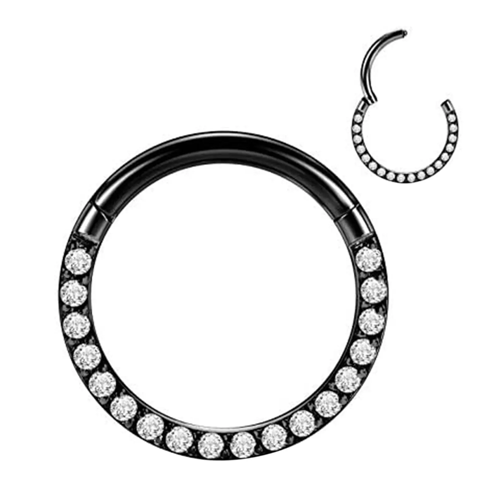 OIDEA Septum Ring with Cubic Zirconia for Bling Effect, 316L Surgical Steel Hinged Clicker Hoop, 8mm for Cartilage & Helix Piercings, Daily Wear Jewelry, 5/16 Inch, Tarnish-Free, Silver, Unisex, Crystal, Rhinestone, Clicker Hoops Piercing Jewelry, Hoop Pi
