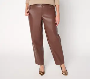 Carla Rockmore Collection Petite Faux Leather Barrel Leg Pant