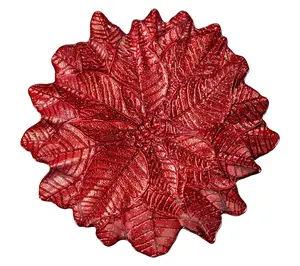 Evergreen 12"L Glass Poinsettia Serving Plate