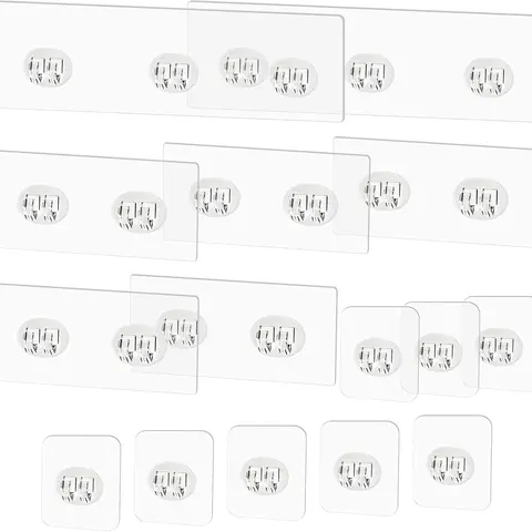 15 Pack Shower Caddy Adhesive Replacement - Strong No Drilling Shower Shelf Adhesive Hooks for Bathroom Storage Shelves & Kitchen Racks, 3 Sizes Included