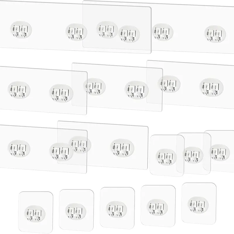 15 Pack Shower Caddy Adhesive Replacement - Strong No Drilling Shower Shelf Adhesive Hooks for Bathroom Storage Shelves & Kitchen Racks, 3 Sizes Included