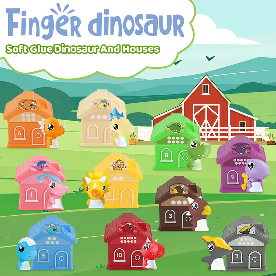 Fine Motor Games Christmas Birthday Easter Gifts Farm Animal Toys Montessori Counting Learning Toys for 1-3 Years Old Soft Glue Dinosaur And Houses