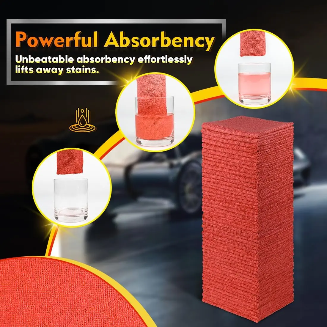 Red Shop Towels 100 Pack, Reusable Microfiber Towels for Cars, House and Kitchen, Highly Absorbent 11.5 X 11.5 Inch HOMEXCEL