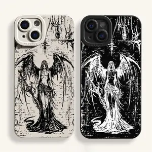 Luxury Black Angel Death demon Silicone Phone Case protection for iPhone 15 14 13 12 11 14 Pro Max XS XR 7 8 Plus X SE Coque