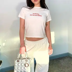 Not Flirting, Just Hot And Talking Baby Tee Y2K, Trendy 90s Aesthetic Vintage Tee, Y2K Fashion, Funny Baby Tee, Y2K Crop Top, 90s Baby Tee