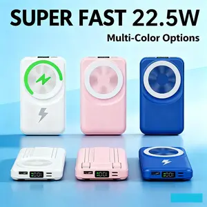 10000mAh Magnetic Wireless Power Bank With Foldable Stand And LED Display Portable Charger With 22.5W PD Fast Charging Battery Pack Comes With Two Data Cables Wireless Charging Compatible With IPhone 17/16/15/14/13/12 Mini Pro/Pro Max And Android etc.