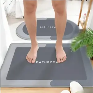 2-Piece Set, Quick-Drying Bathroom Anti-Slip Mat, Water-Absorbing Mat, Room Decoration, Bathroom Mat, Suitable For Hotels, Homestays, Indoor Bathroom Entrances.