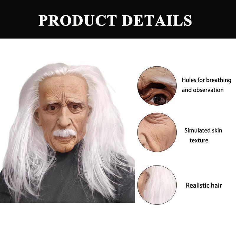 🏅[Free Ship] LIVOA Handmade Latex Elder Mask Ultra-Realistic Old Man Design with Lifelike Wrinkles & Beard Soft Breathable Non-Toxic Material for Halloween Party