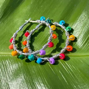 Handmade Multi Color Beaded Hoop earrings