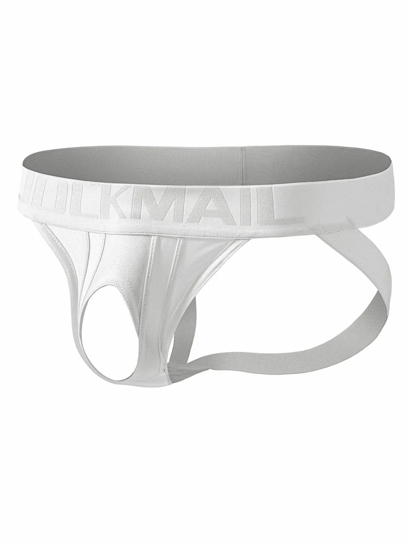 JOCKMAIL Men's Ripped Thong Underwear with Tunnel Pouch and Shiny Fabric Jockstraps French Cut Underwear