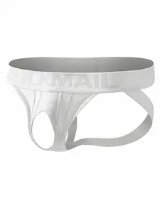 JOCKMAIL Men's Thong Underwear with Tunnel Pouch and Shiny Fabric Jockstraps