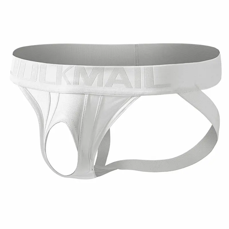 JOCKMAIL Men's Ripped Thong with Tunnel Pouch and Shiny Fabric Jockstraps French Cut Stretchy Design Underwear