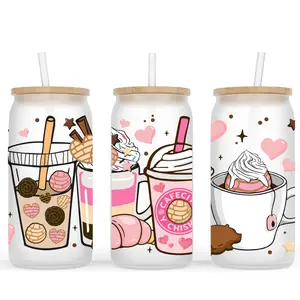 Cafecito Drinks Frosted Glass Cup (Sizes Available 16oz or 20oz)