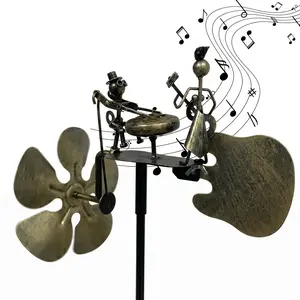 Kinetic Musical Band Wind Spinner - Vintage Metal Garden Stake with Player & Singer, Whimsical Kinetic Yard Art, Weather Resistant Antique Bronze Finish, Perfect Outdoor Decor & Gift for Music Lovers Mother’s Day gift.garden decoration.