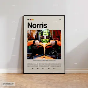 Lando Norris Poster, Norris McLaren Wall Art, Framed McLaren F1 Print, Motorsport Grand Prix Decor, Car Racing Artwork, Norris McLaren