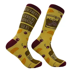 Men's These Are My Bourbon Drinking Socks Funny Sarcastic Liquor Graphic Novelty Footwear for Men Funny Graphic Socks Comfortable Fitted Spandex Cotton