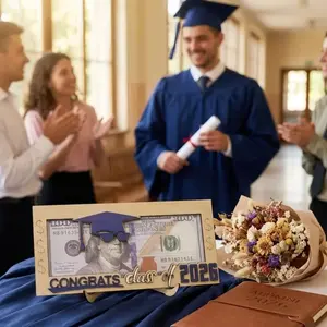 1 PC Graduation 2026 Money Holder-Unique Wooden Cash Gift Box for Class of 2026, Creative Graduation Gift for Seniors